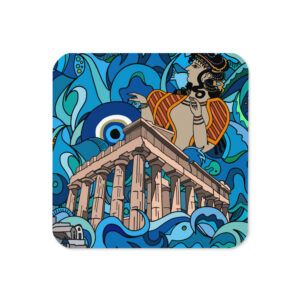 Hellenic Blues Cork-Backed Coasters
